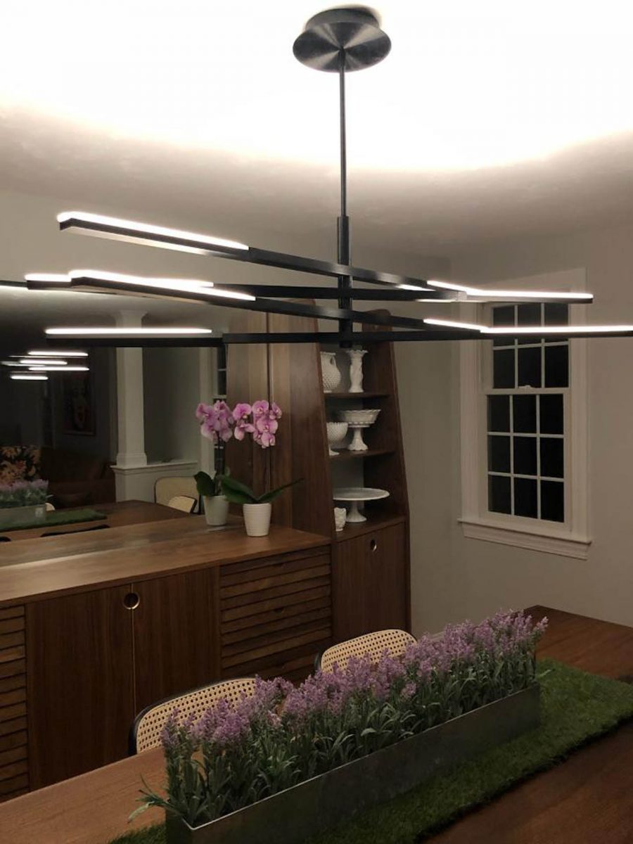 A unique light fixture installed in a Northbrough, MA dining room