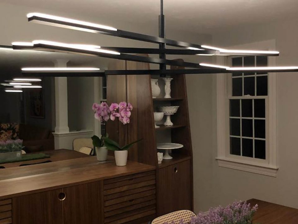 A unique light fixture installed in a Northbrough, MA dining room